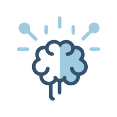 Stylized brain icon with radiating lines and split color design mind head