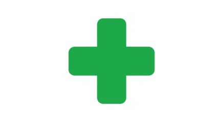 Green medical cross for first aid, created with AI, PNG