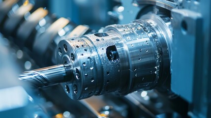 CNC machine in factory. drill head