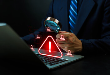  Alert about cyber attacks on laptops, cyber attacks on computer networks, viruses, spyware, malware or malicious software. 
