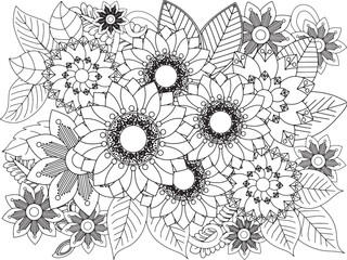 Detailed flower coloring pages