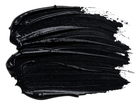 Smear of black charcoal face mask isolated on transparent background