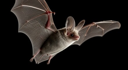 Fototapeta premium Bat in Flight Stunning Wildlife Photography on Black Background