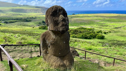 Seated Moai Statue at Easter Island Chile – Archaeological Heritage