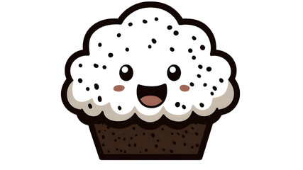 Delicious chocolate cupcake with whipped cream culinary art sweet treat fun concept cartoon style