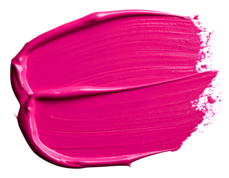 Smear of magenta acrylic paint isolated on transparent background