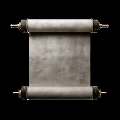 An Elegant Display of an Ancient Scroll with Golden Accents, Symbolizing Knowledge and History, Set Against a Monochrome Background