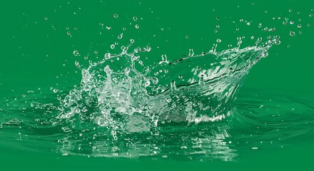 Splashing Water Droplet in Green Background with Dynamic Motion