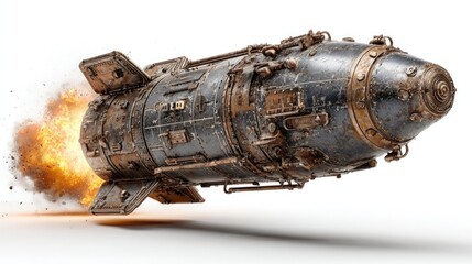 Missile/Exploding/White Background
