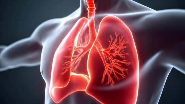 Human Lungs Anatomy 3D Animation Demonstrating Respiratory System Health