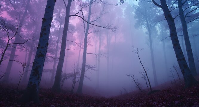 Fototapeta Enchanting Purple Mist Forest Ethereal Nature Photography