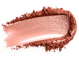 Smear of shimmery rose gold pigment isolated on transparent background