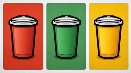 Recycling bins depicted - concept/illustration/studio (sorting)