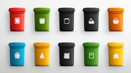 Recycling Bins/Sorting/White Background