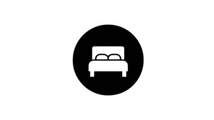 Bed icon in circle sleep, resting, comfort, bedroom