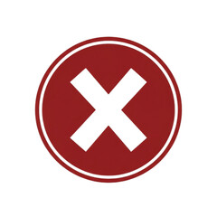 Obraz premium Red circle with black X mark and white outline cross incorrect isolated on a transparent background