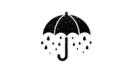Illustration of umbrella protecting against rain falling, white background