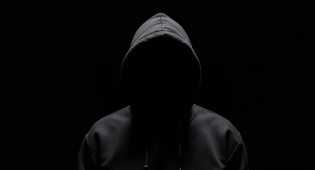 Hooded Figure in Shadows Anonymous, Mysterious, and Dramatic Stock Photo