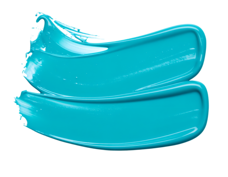 Smear of turquoise gel paint isolated on transparent background