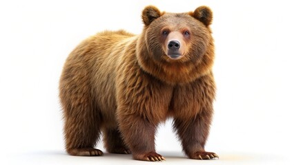 Fototapeta premium Majestic Brown Bear's Portrait: A close-up depiction of a formidable brown bear showcasing its impressive size and thick, fur in a realistic and dynamic composition.