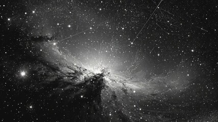 A breathtaking monochrome image of the expansive cosmos, showcasing the intricate beauty of the nebulae, stars, and galaxies.