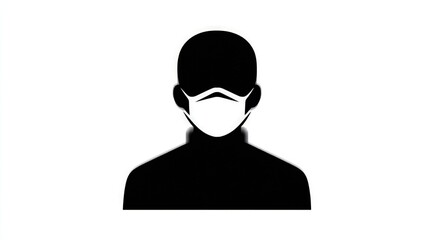 Person Wearing Mask/Health Protection/White Backdrop.