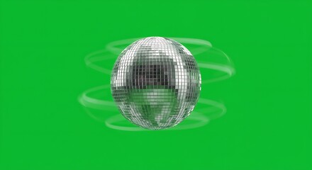 Shimmering Disco Ball Reflecting Light on Green Background Party Atmosphere