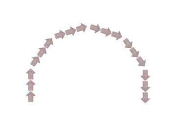 Obraz premium 半円の方角をさす木目の矢印 灰色