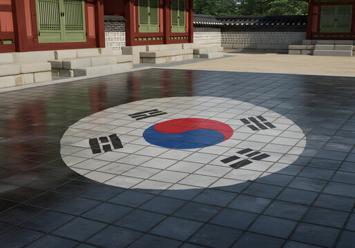 South korean flag patterned courtyards