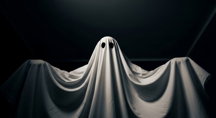 Spooky Ghost Figure in Dark Room