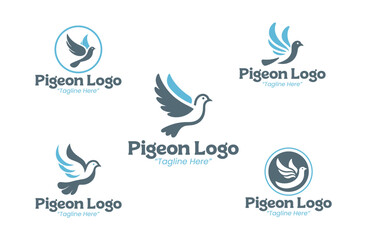 5 Pigeon Logo Set Modern Minimalist Animal Brand Design
