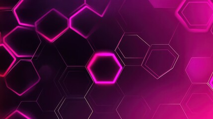 Futuristic Neon Hexagon Pattern with Glowing Pink and Purple Highlights