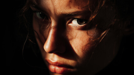 Fototapeta premium Close-up portrait of a woman's intense gaze
