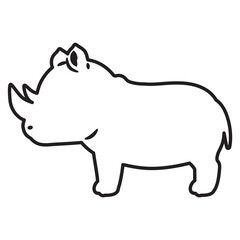 横向きのサイの線画