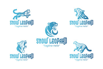 5 Snow Leopard Logo Set Modern Minimalist Animal Brand Design