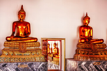 Golden Buddha statues, Wat pho, Bangkok, Thailand