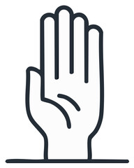 Obraz premium Minimalist Line Art Human Hand Gesture Stop Warning or Greeting Symbol Icon
