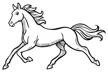 Obraz premium Running Horse Outline Illustration Mane Tail Graphic Artwork Cartoon