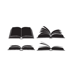 Open Book Silhouette Vector for Education, Reading, and Knowledge Concepts