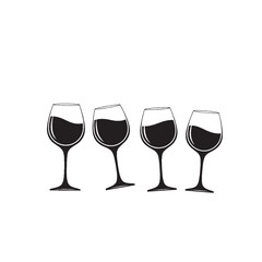 Tilted Wine Glass Silhouette Vector for Beverage, Celebration, and Elegant Lifestyle Concepts