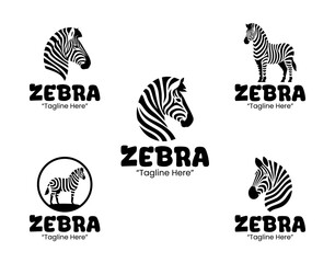 5 Zebra Logo Set Modern Minimalist Animal Brand Design © radjarz