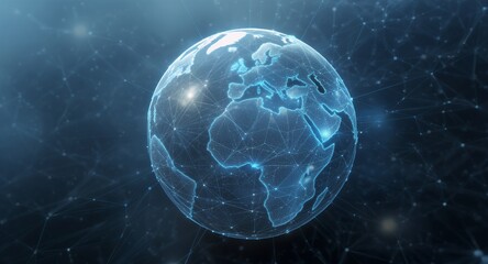 Global Network, Digital Connectivity, Worldwide Interconnection, Futuristic Technology, Data Visualization, Abstract Globe