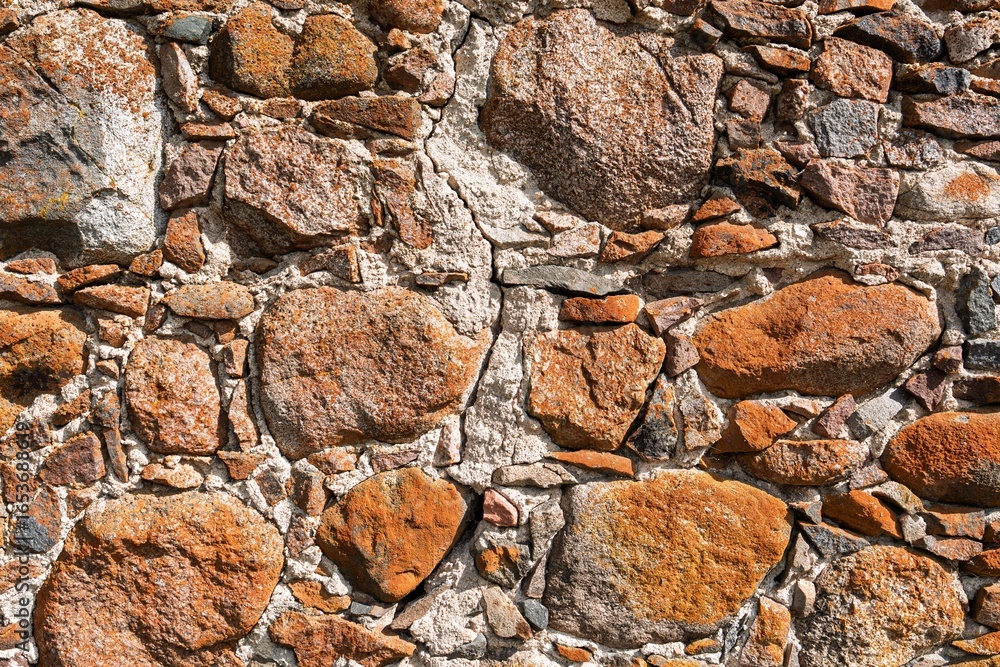Poster authentic old stone wall texture featuring a rustic masonry surface. ideal for backdrops and archite