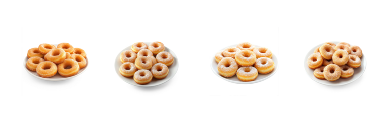 A plate of mini donuts, perfect for a quick, sweet treat. full length isolate on transparent background