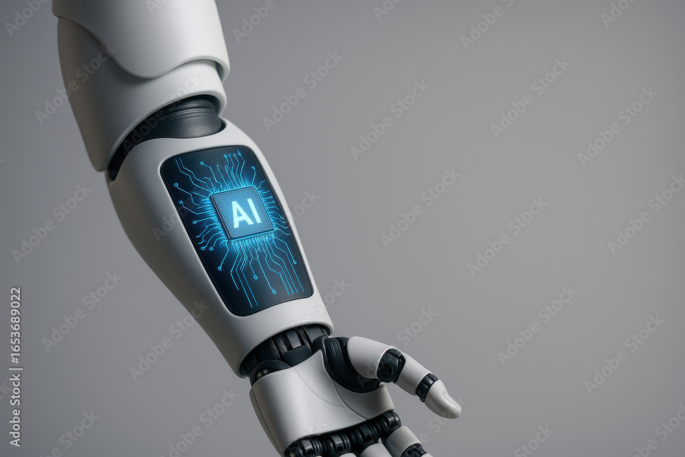 Aufkleber artificial intelligence technology integrated into robotic arm symbolizes advanced ai medical innova