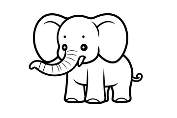 Naklejka premium Cute elephant coloring page for kids in black and white vector style with thick lines simple flat design and no background
