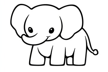 Obraz premium Cute elephant coloring page for kids in black and white vector style with thick lines simple flat design and no background