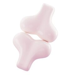 3D Render Two soft pink bone shapes form a minimal medical motif, suited to health design and marketing.