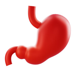 3D Render Glossy red stomach 3D render suitable for medical websites, health promos, or educational content.