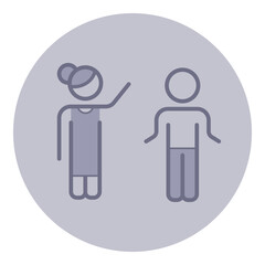 Line icon of couple, with woman raising her hand in gesture, showcasing interaction between them